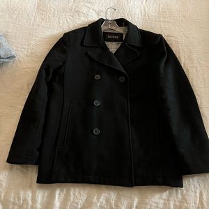 Guess Unisex black pea coat